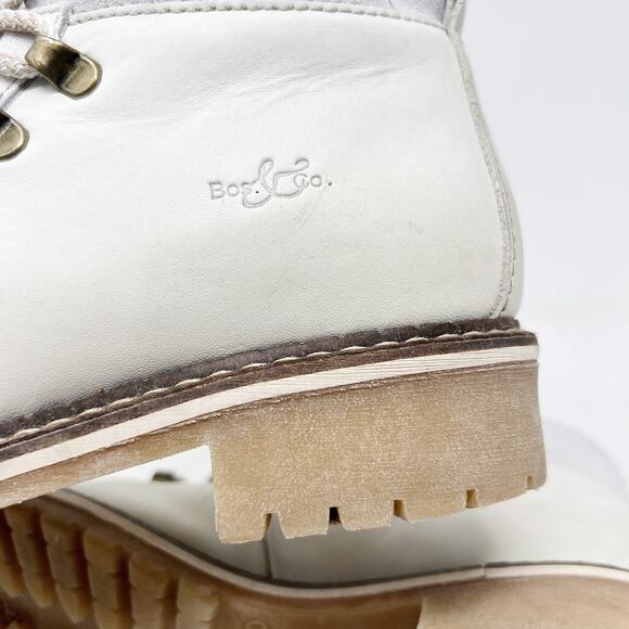 [Bos & Co.] White Howe Waterproof Ankle High Lug Sole Leather Boots Size 40 US 9 - Picture 10 of 12